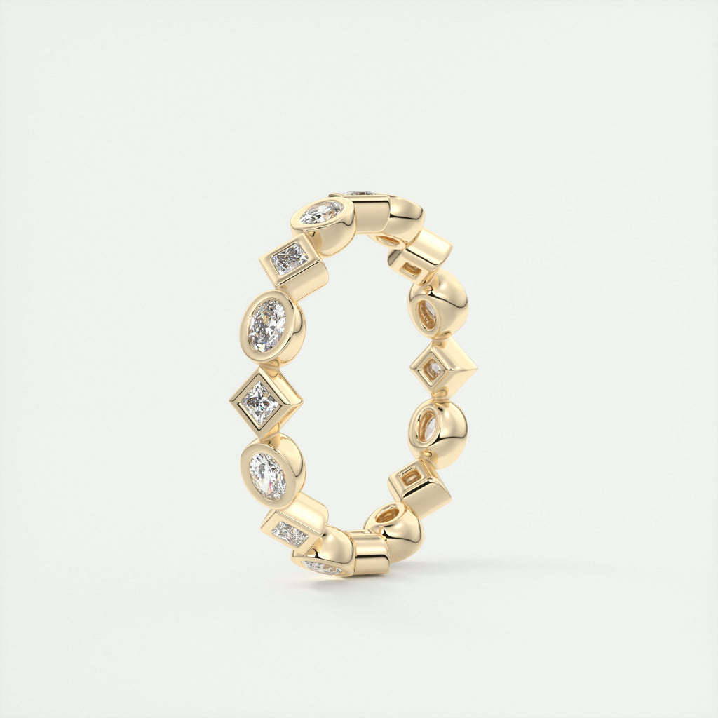 1.30CT Oval & Princess Moissanite Bezel Full Eternity Wedding Band