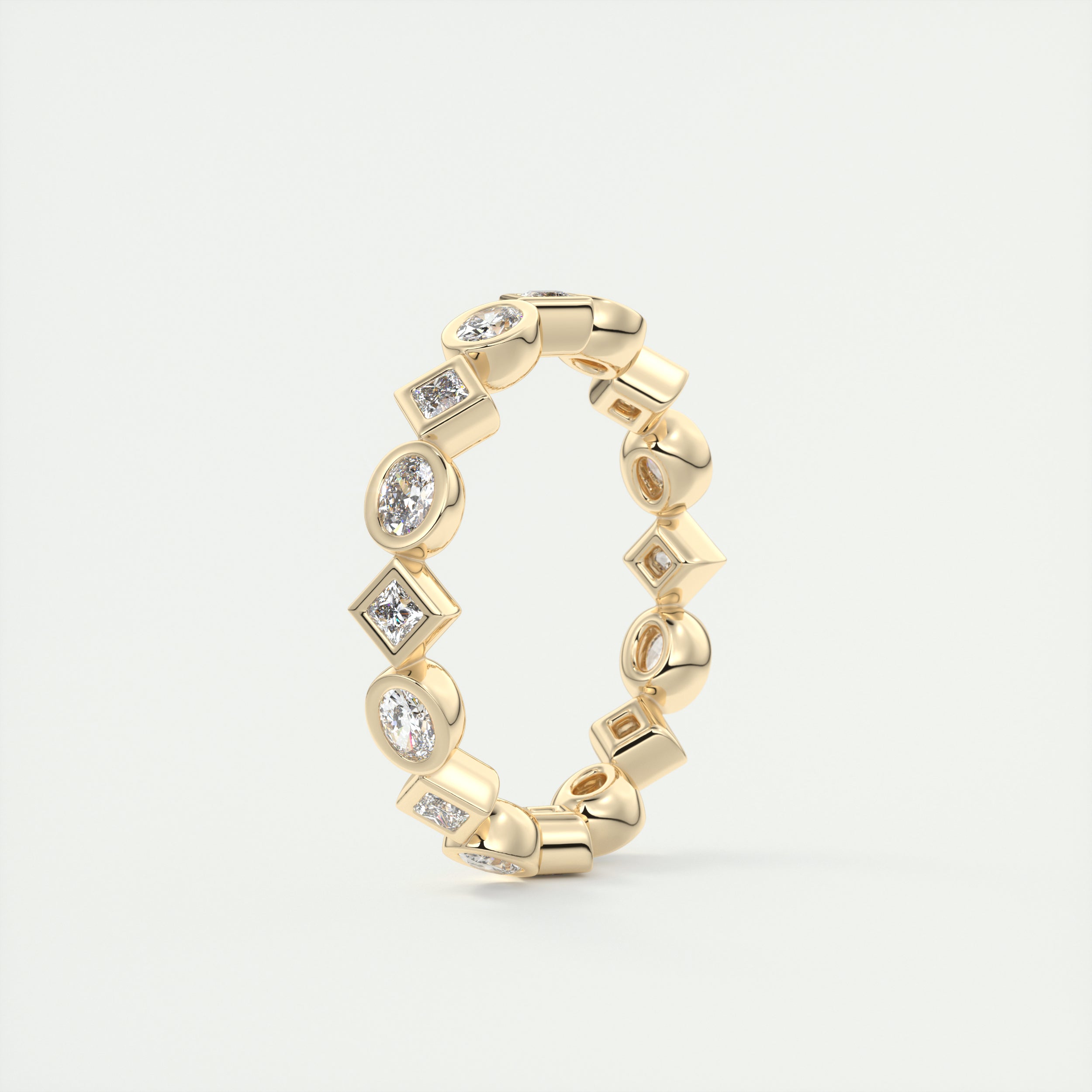 1.30CT Oval & Princess Moissanite Bezel Full Eternity Wedding Band