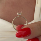 2.50 CT Emerald Cut Moissanite Pave & Hidden Halo Style Engagement Ring