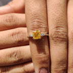 3 Stone Diamond Engagement Ring With Cushion & Baguette