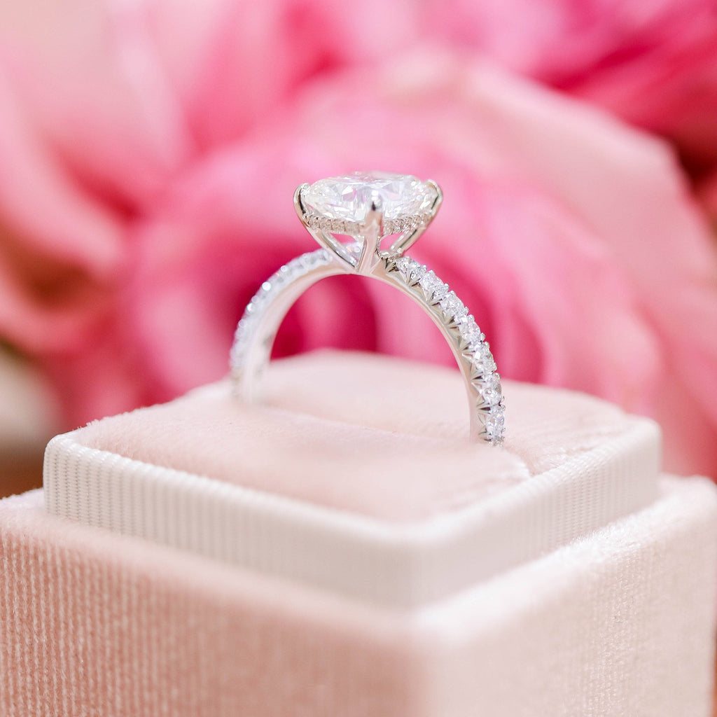 2.50 CT Cushion Moissanite Pave Setting Engagement Ring