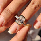 Emerald Cut Engagement Ring With Knife Edge Shank Band