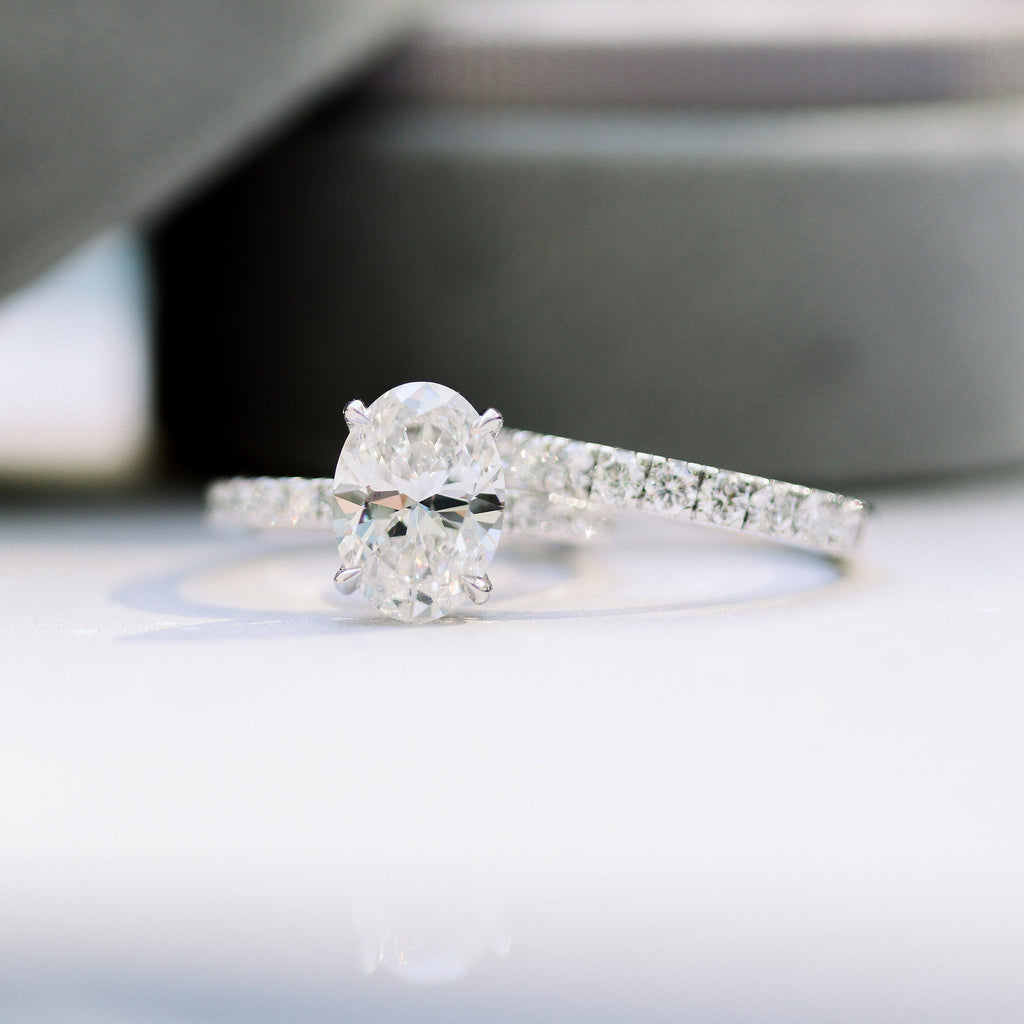 2.25 CT Oval Moissanite Pave Setting Engagement Ring