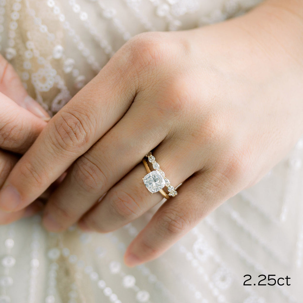 2.25 CT Cushion Moissanite Solitaire Engagement Ring