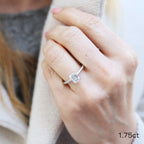 1.75 CT Emerald Cut Moissanite Solitaire Engagement Ring