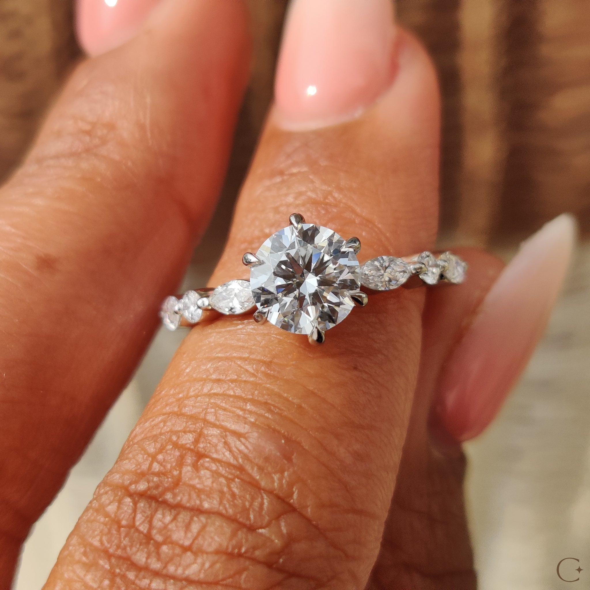 Lab Grown Round Diamond Ring In Share Prong Band