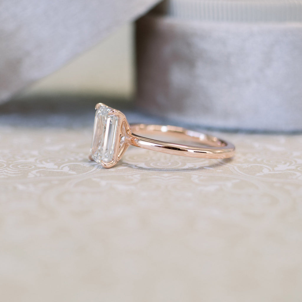 2.75 CT Emerald Cut Moissanite Solitaire Engagement Ring