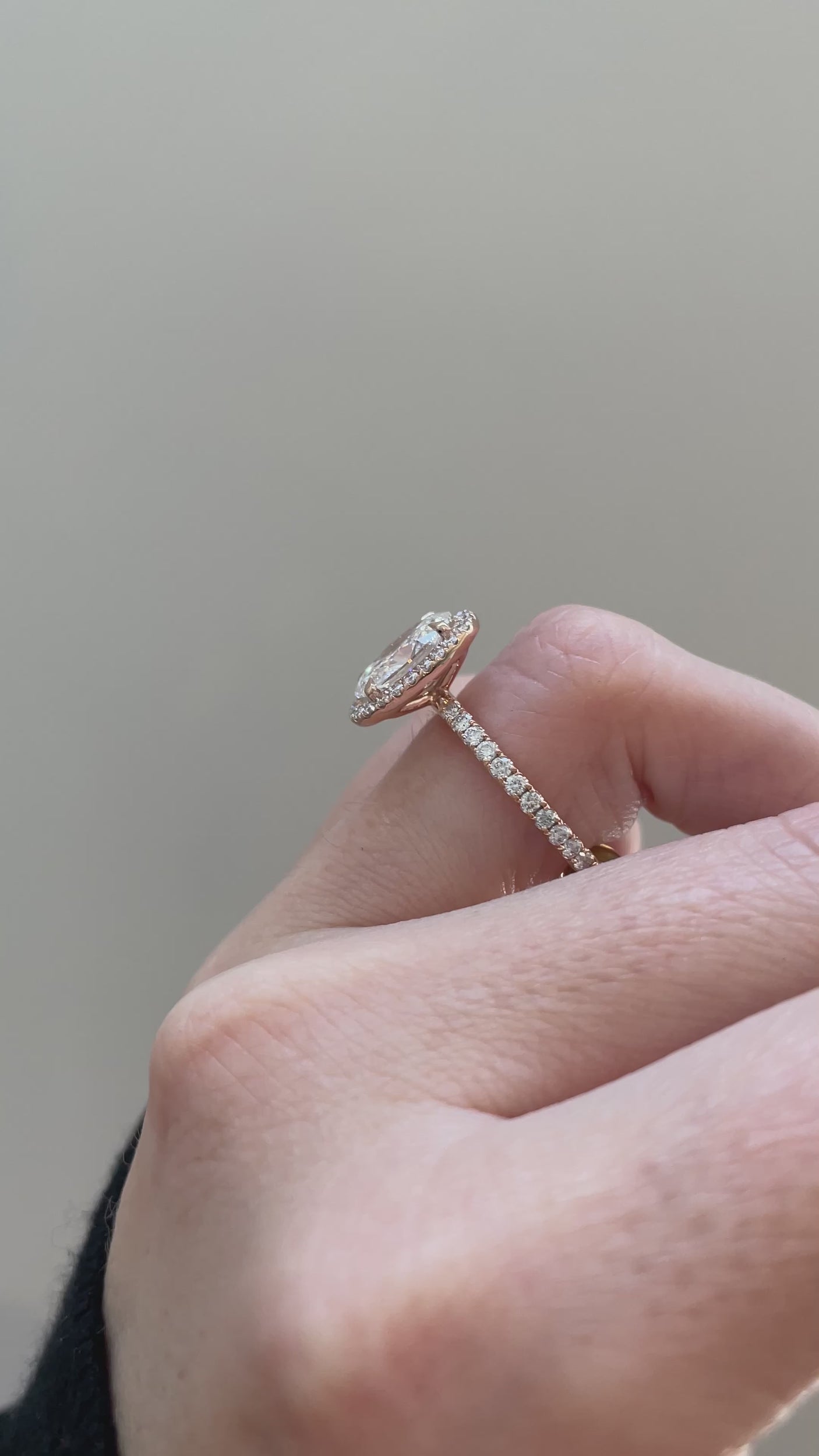 1.53-3.53 CT Oval Cut Lab Grown Diamond Halo & Pave Setting Engagement Ring