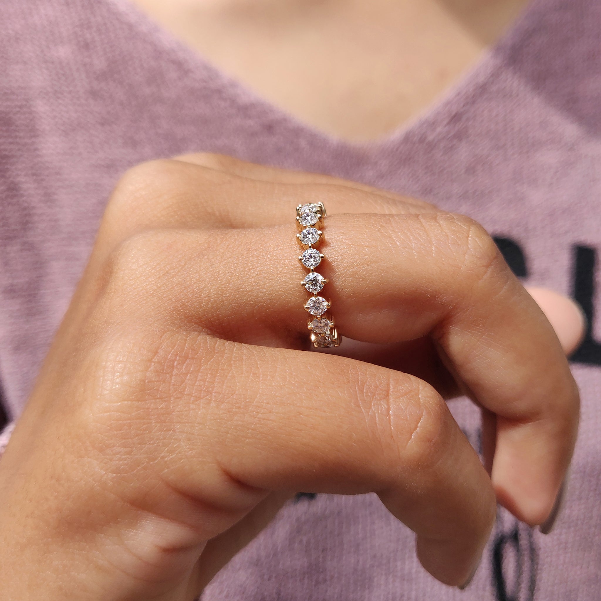 Round Cut With Yellow Gold Wedding Band