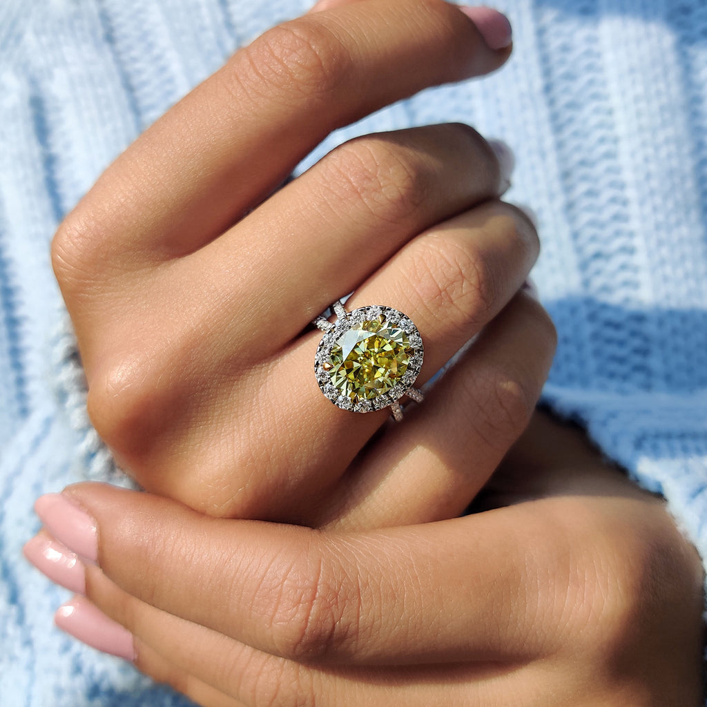 Double Hidden Halo Oval Cut Moissanite Ring