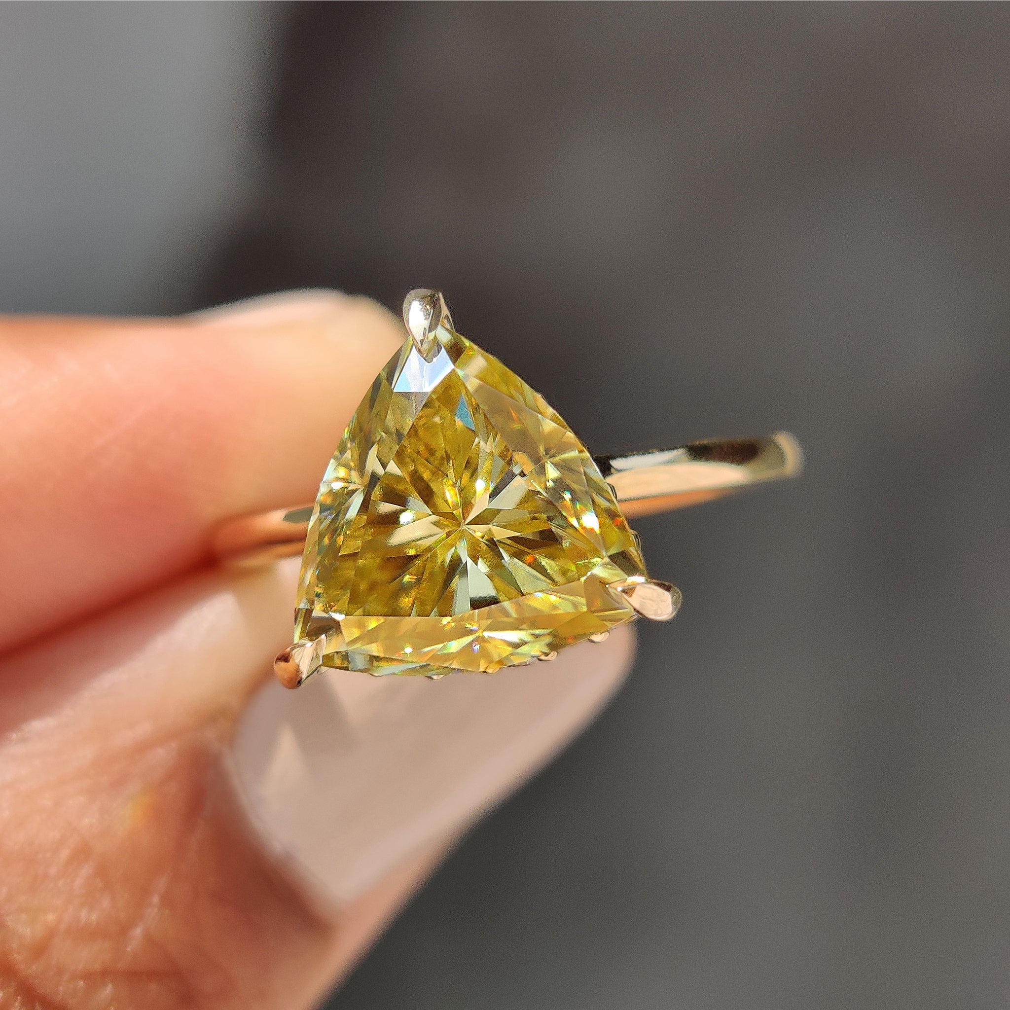 Trillion Cut Engagement Ring With Hidden Halo Main image