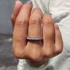 Art Deco Wedding Ring With Round Cut Milgrain Setting