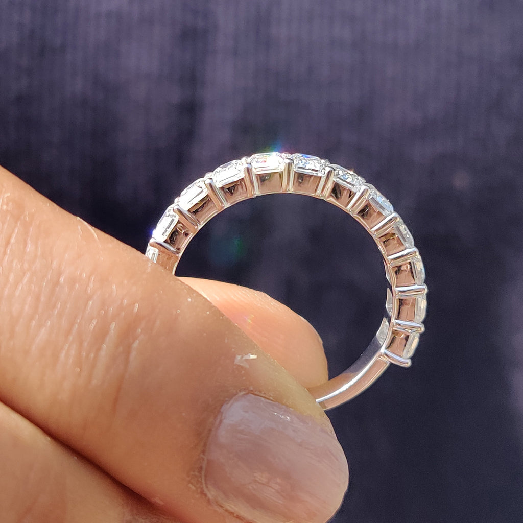 Half Eternity Emerald Cut Wedding Band