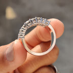 Baguette and Round Wedding Band With Pave Style