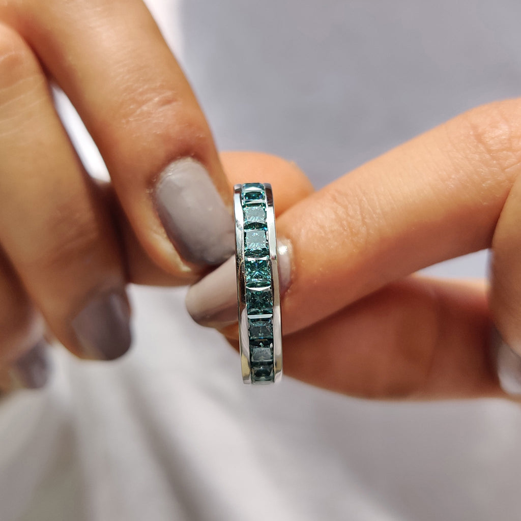 Princess Cut Channel Set Wedding Band