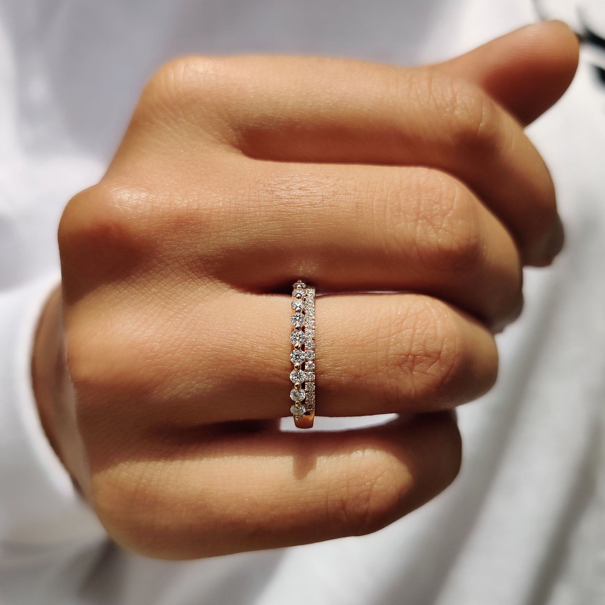 Round Cut Full Eternity Band With Double Row Pave Setting
