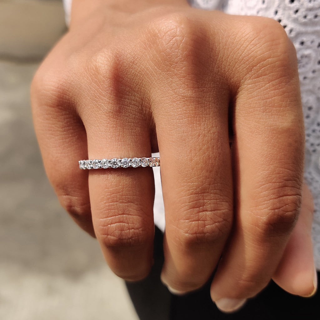 Round Moissanite Eternity Band In Secure Prong