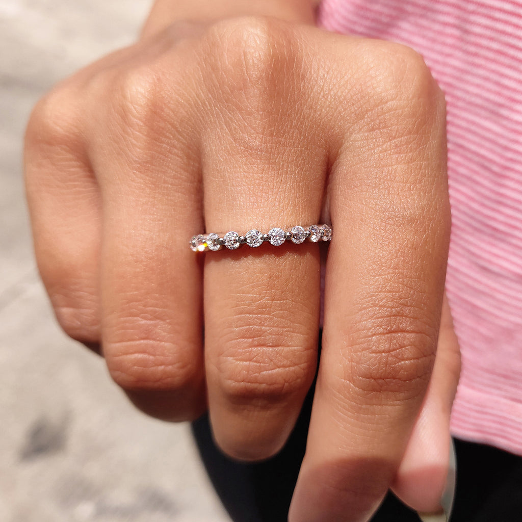 Round Old European Cut Wedding Band In Eternity Style
