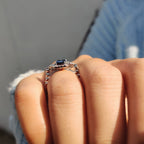 Blue Emerald Cut Engagement Ring In Muse Style