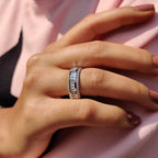 Baguette And Round Cut Wedding Band With Three Row Pave