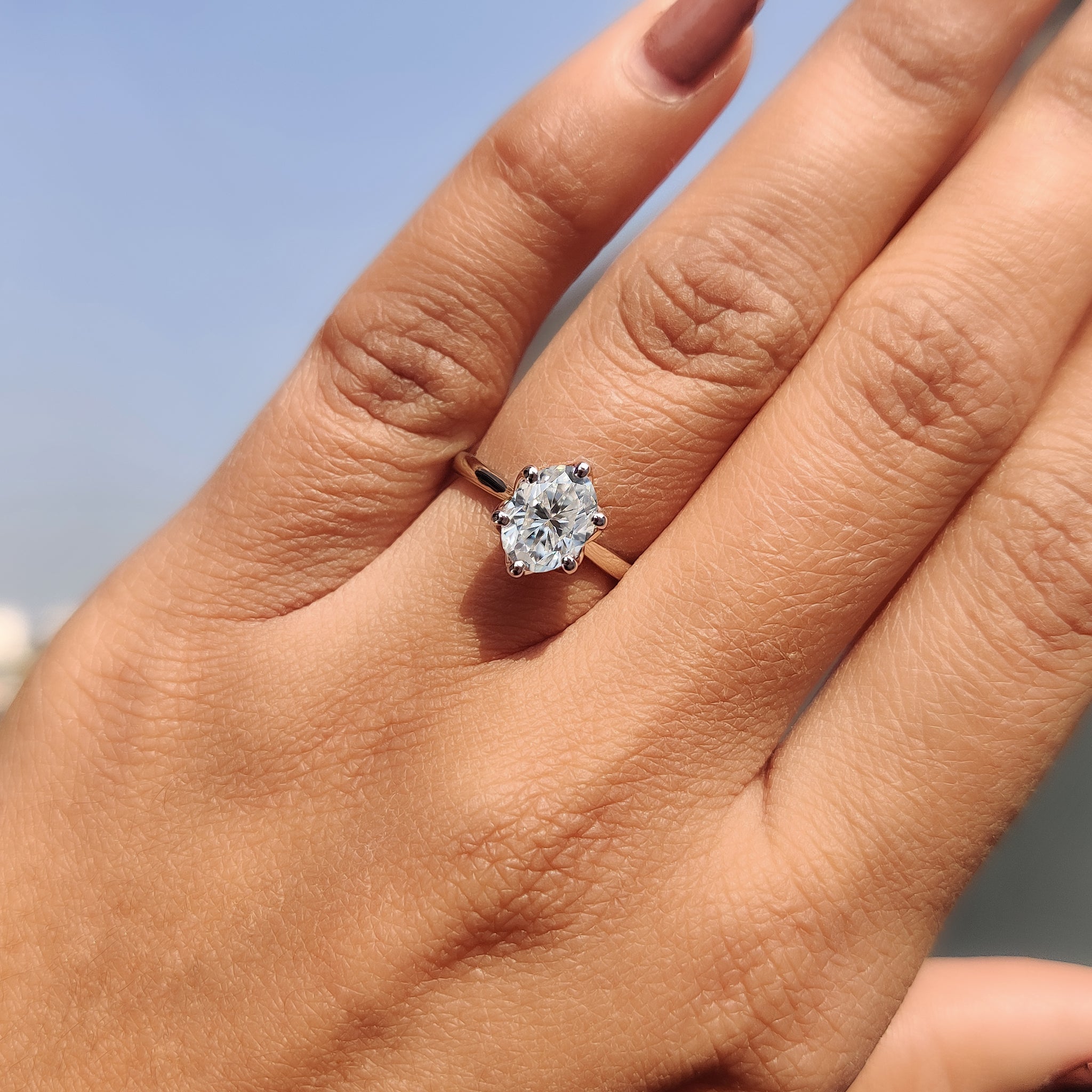 Oval Cut Engagement Ring With Hidden Blue Stone Secondary image