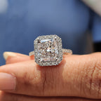 Radiant Halo Engagement Ring With Pave Band