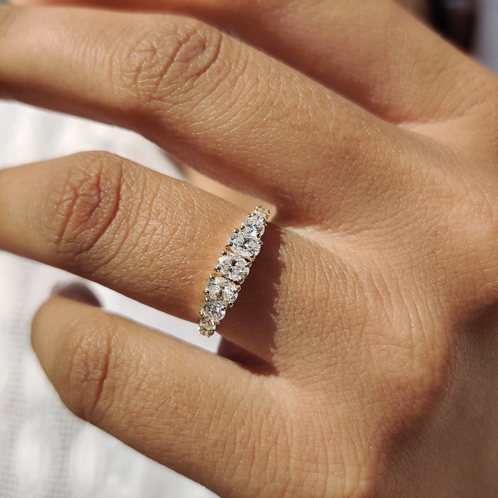 Half Eternity Oval Cut Diamond Band