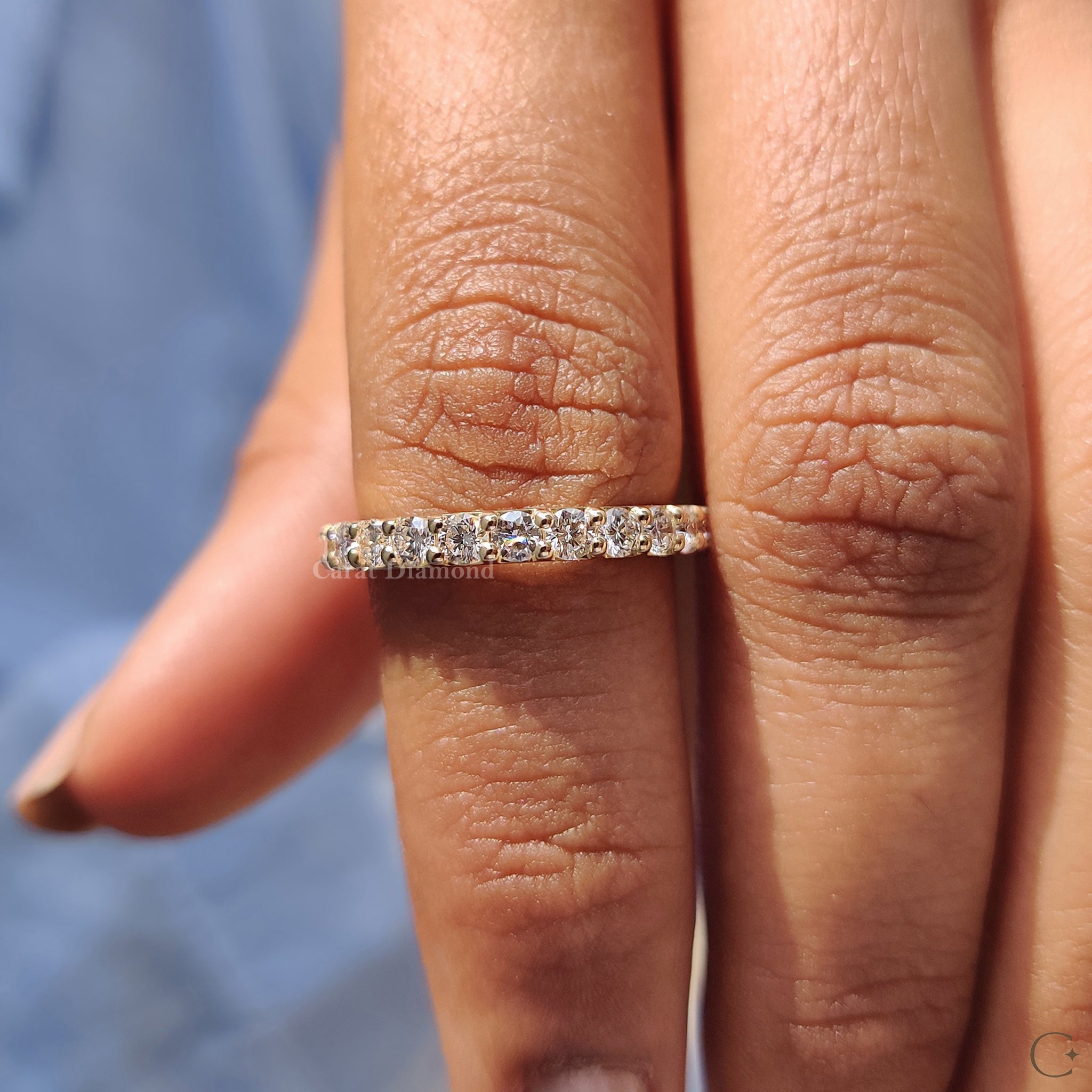 Round Cut Eternity Yellow Gold Wedding Band