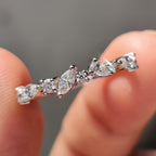 Multi Shape Moissanite Band In Half Eternity Style