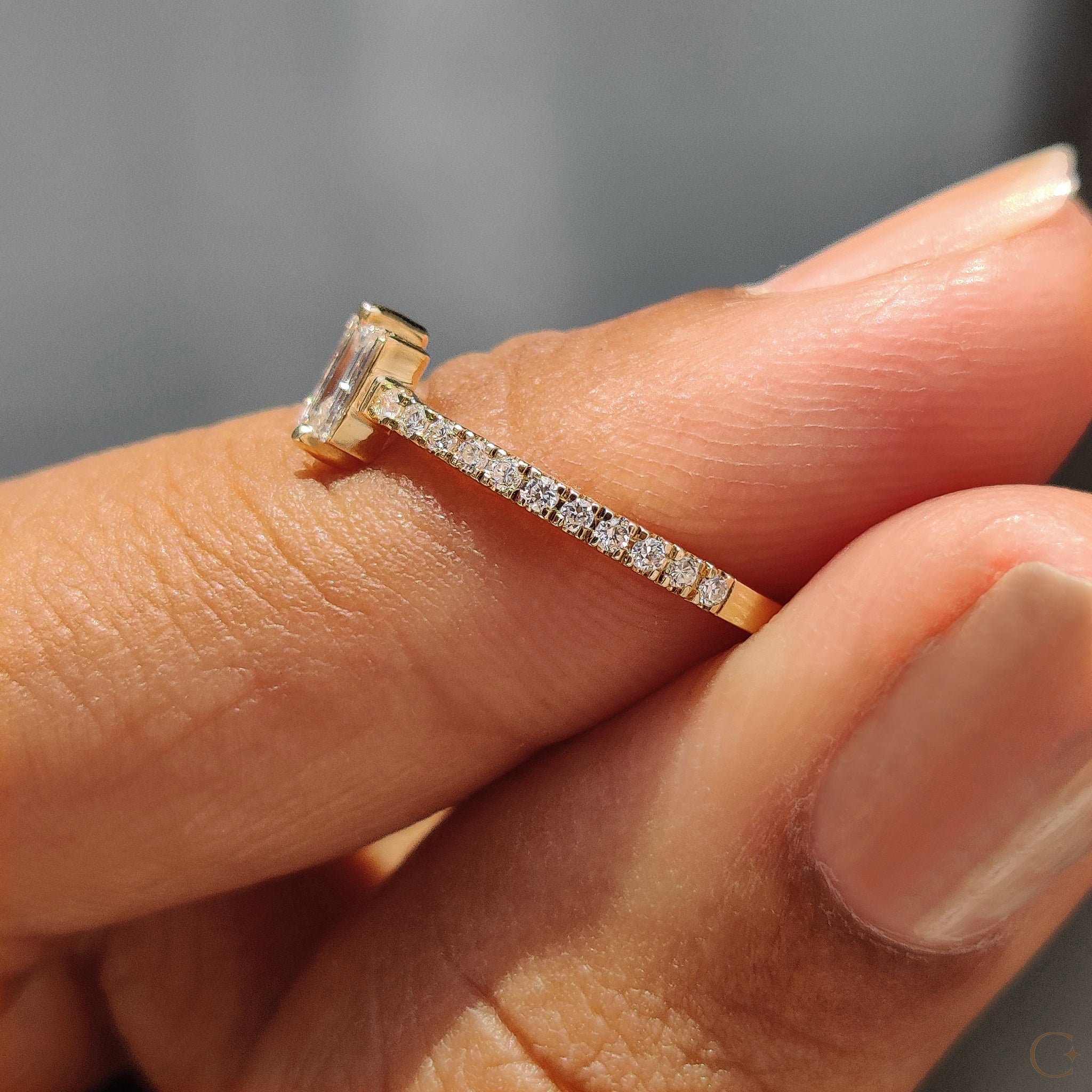 Baguette Diamond Ring In Pave Style
