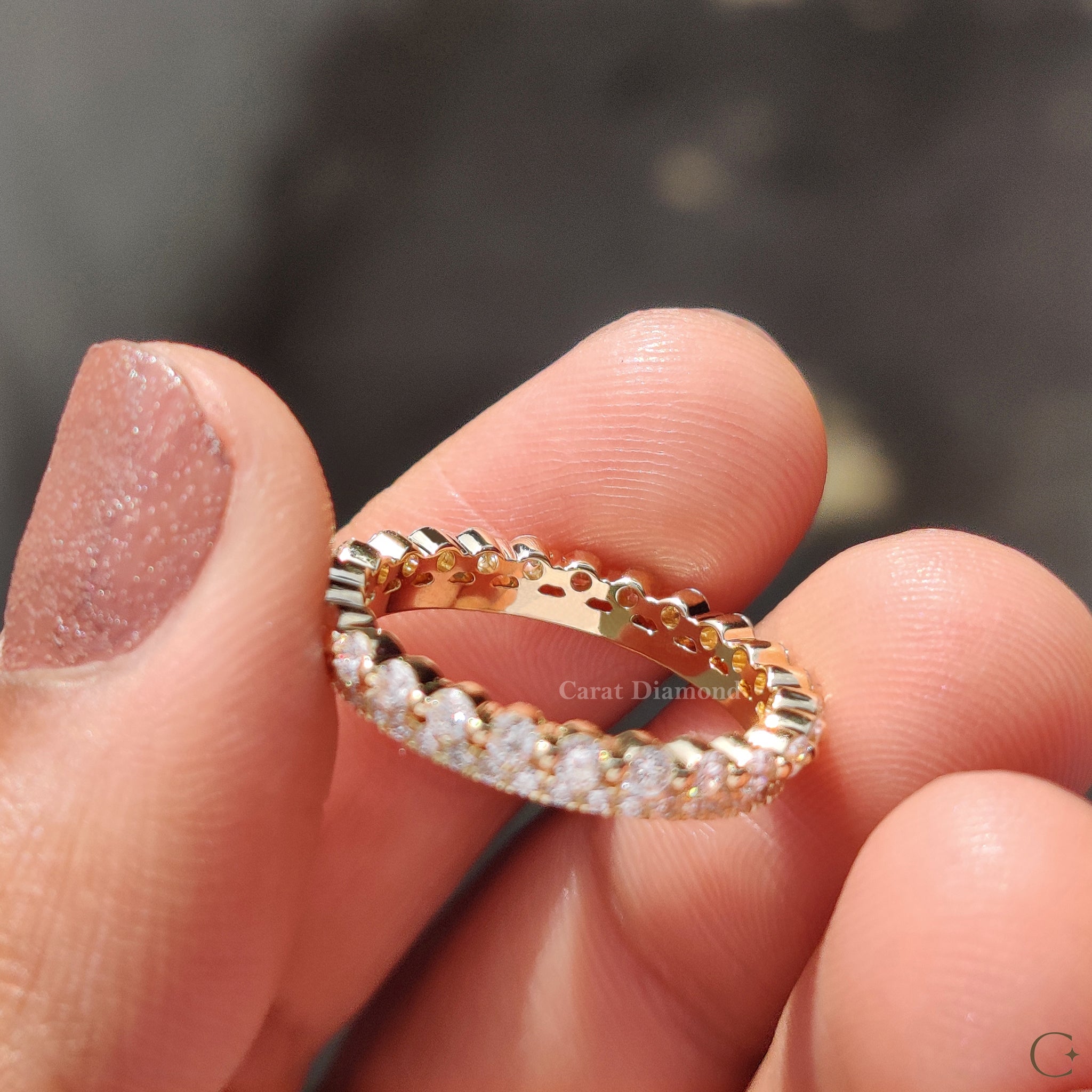 Round Wedding Band In Double Row Pave Style