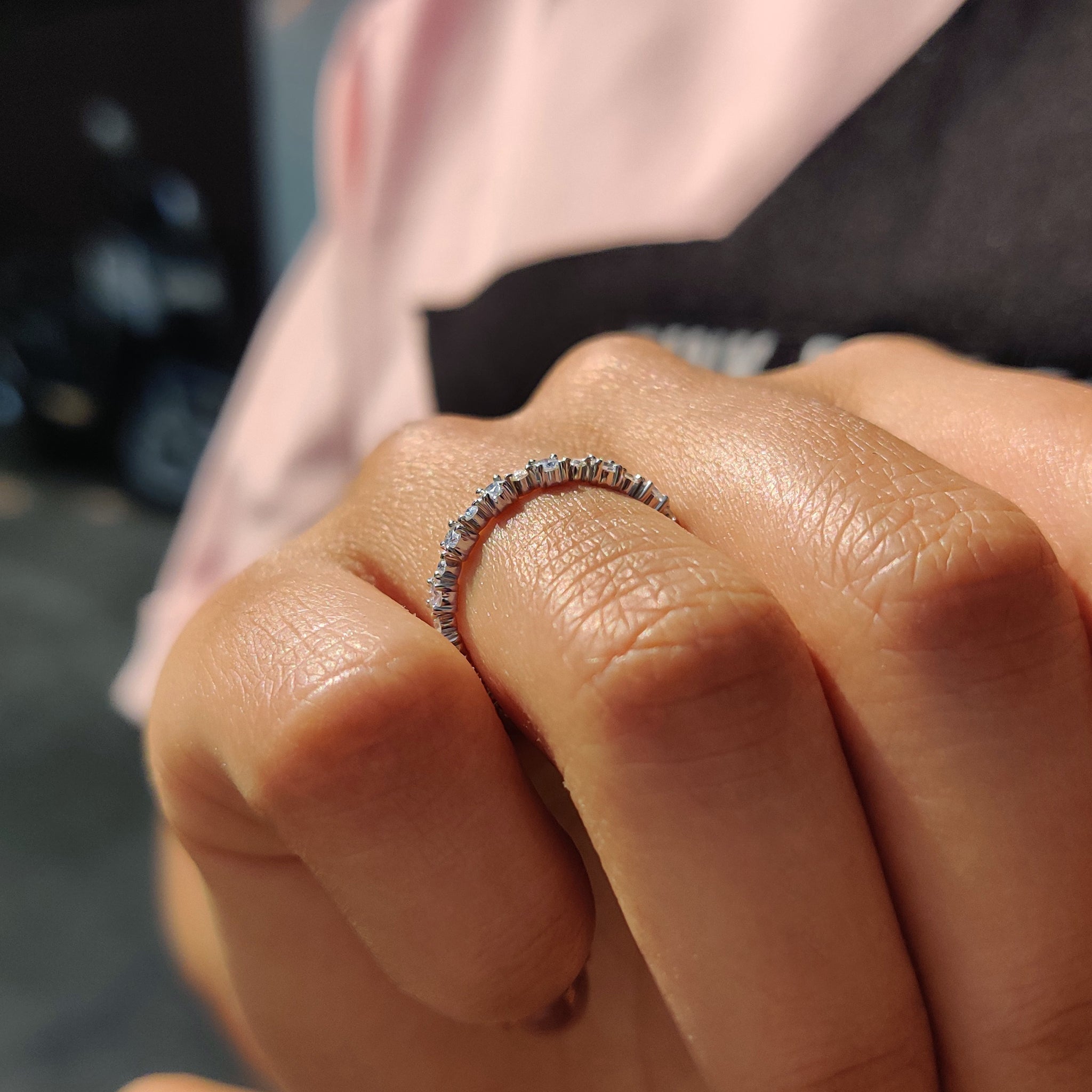 Moissanite Eternity Band With Round Cut Stones