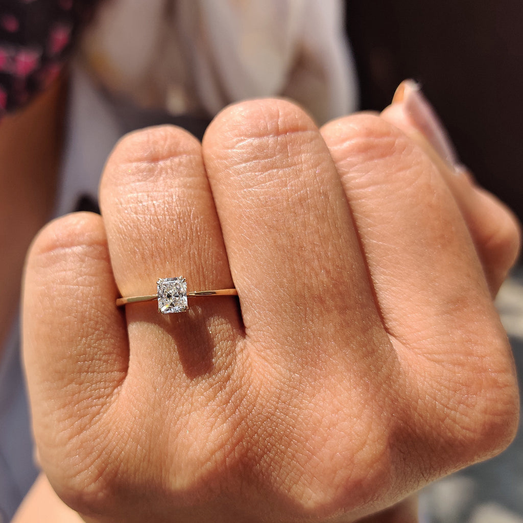 Square Radiant Cut Diamond Ring In Yellow,Rose,White Gold