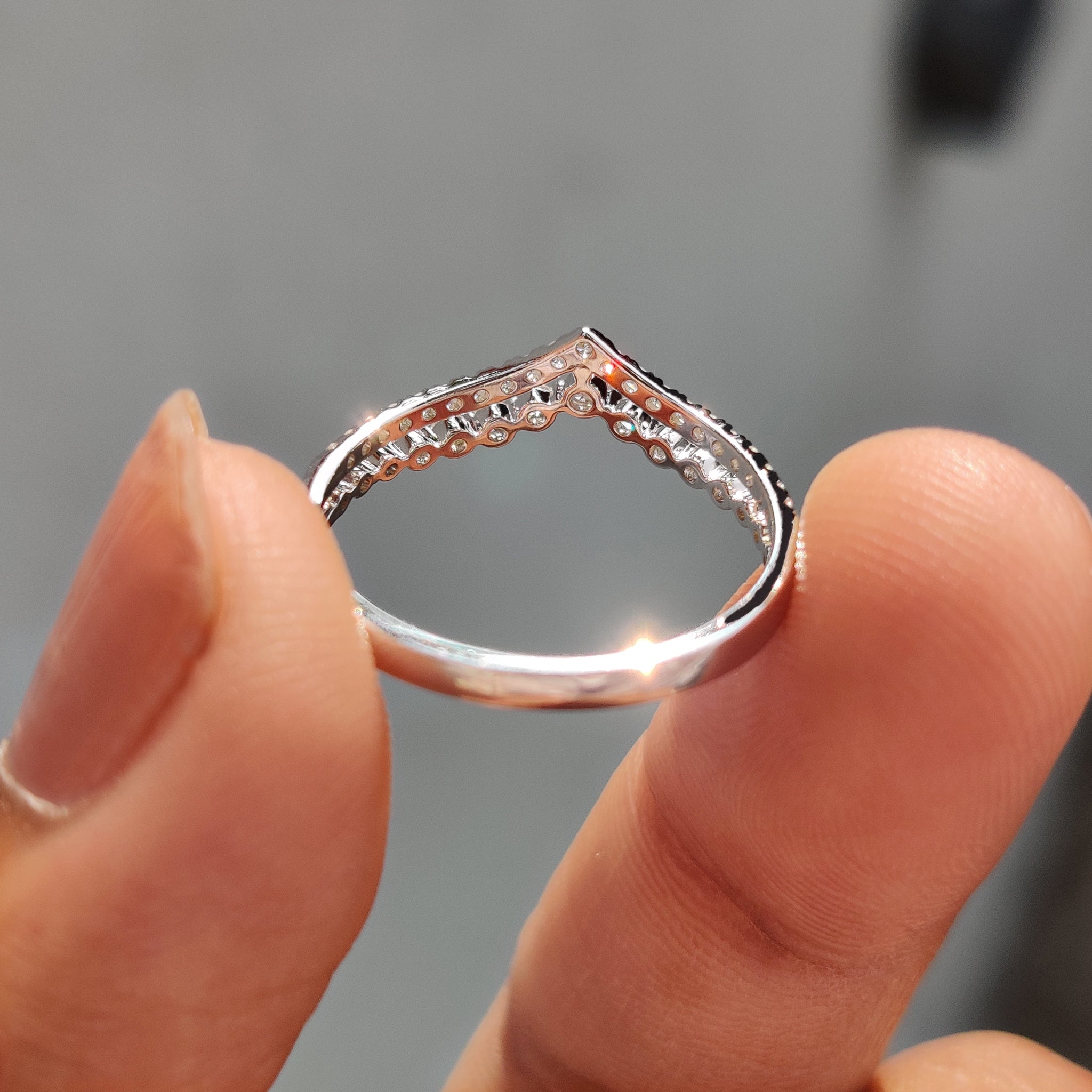 Stackable Chevron Wedding Band In White Gold