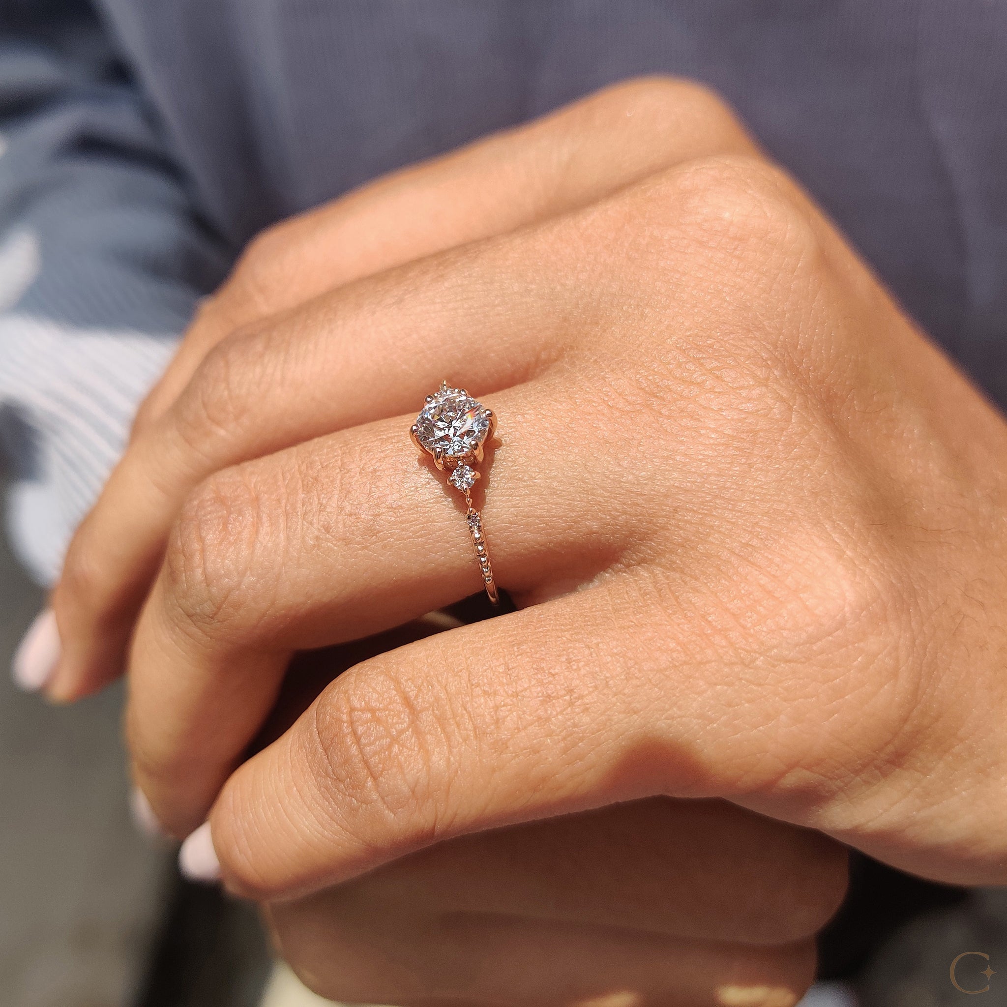 3 Stone Diamond Ring With Round Cut Stones