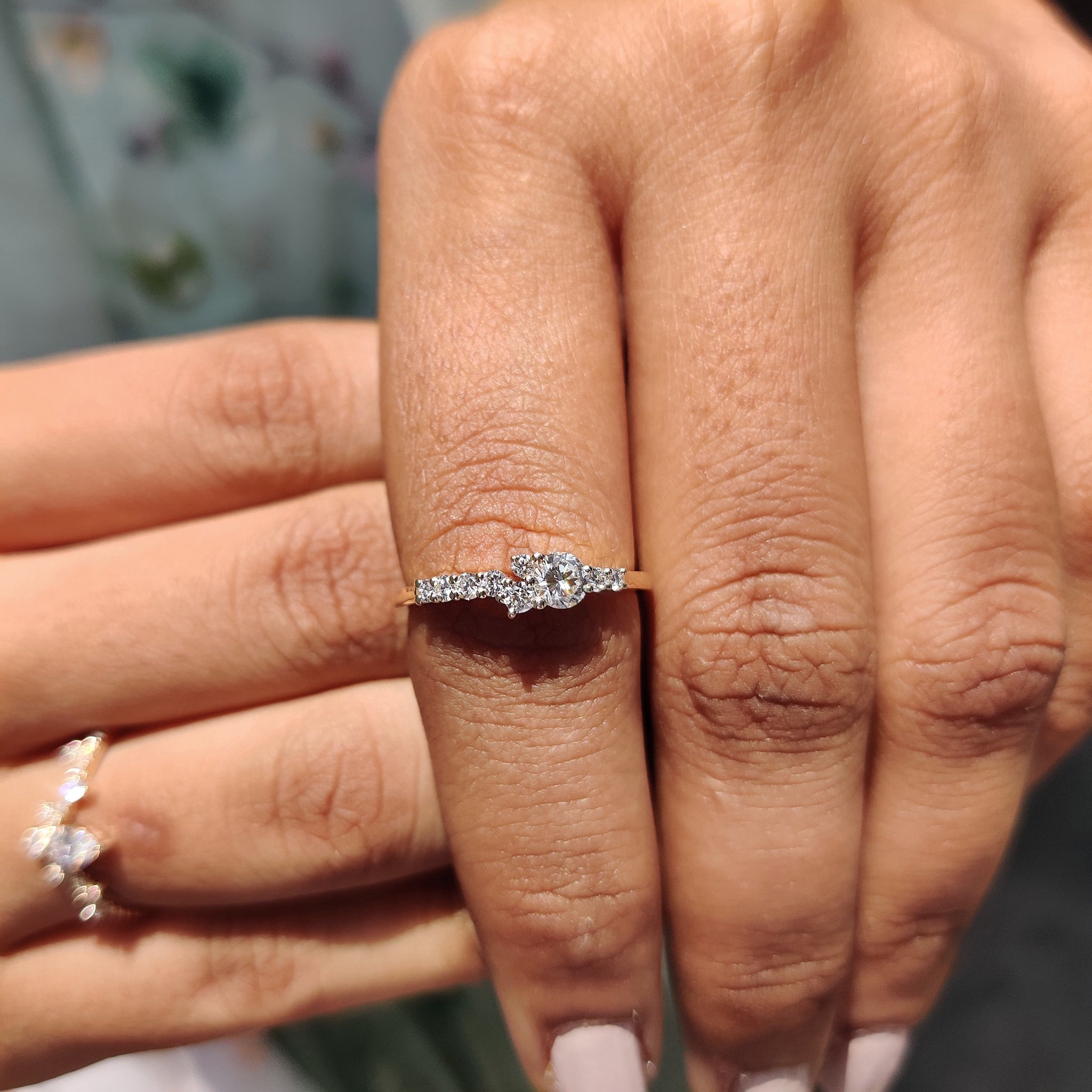 Round Cut Diamond Cluster Wedding Band