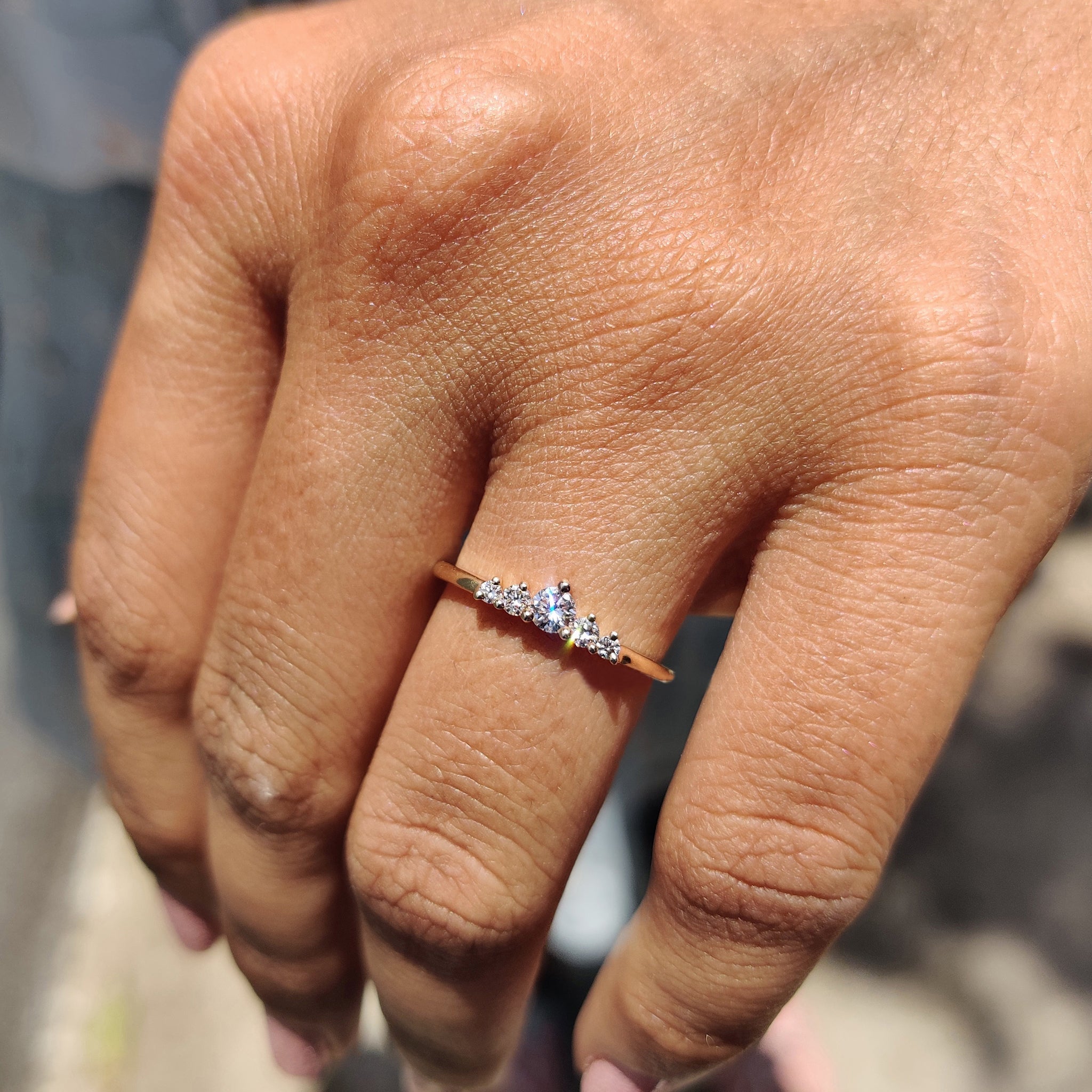 5 Stone Wedding Band - Round Diamonds