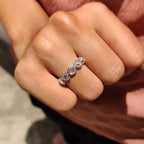 Five Stone Wedding Band With Bezel Milgrain Setting