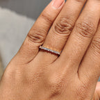 Baguette And Round Wedding Band In Half Eternity