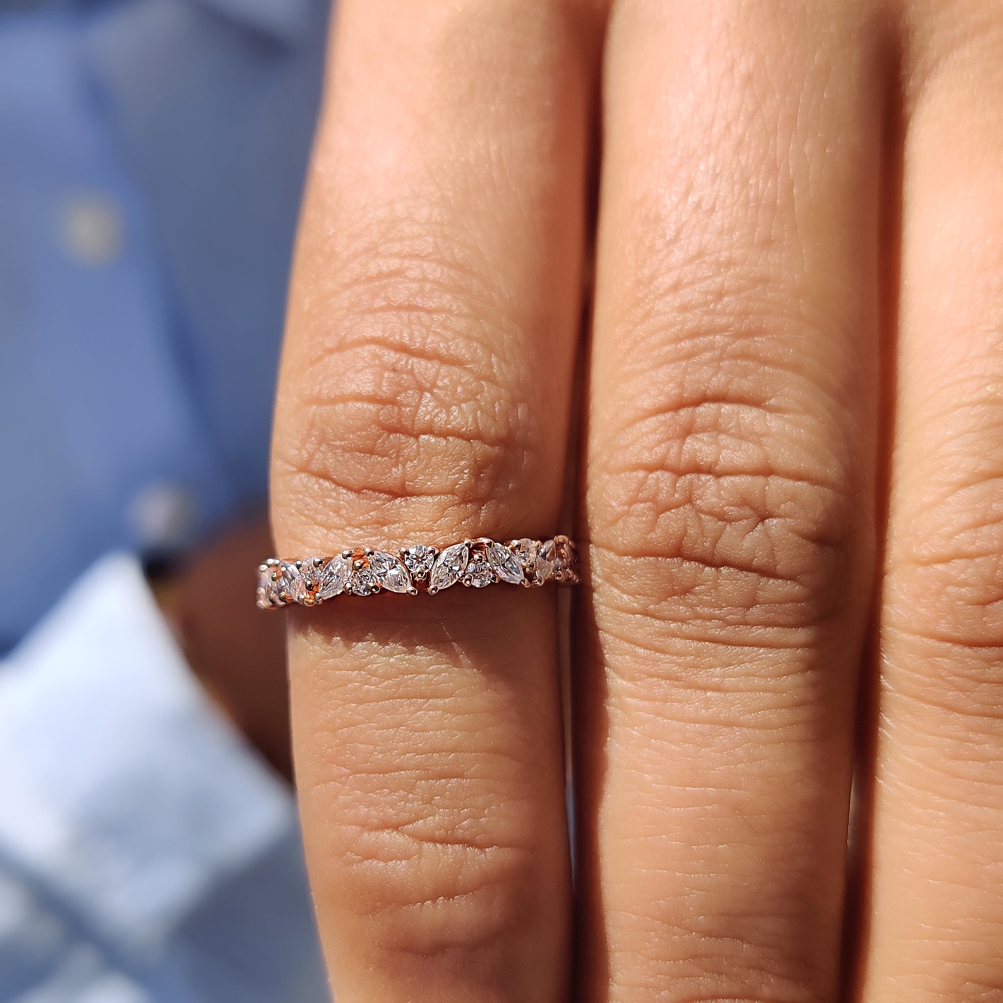 Marquise Cut Wedding Band In Full Eternity Style