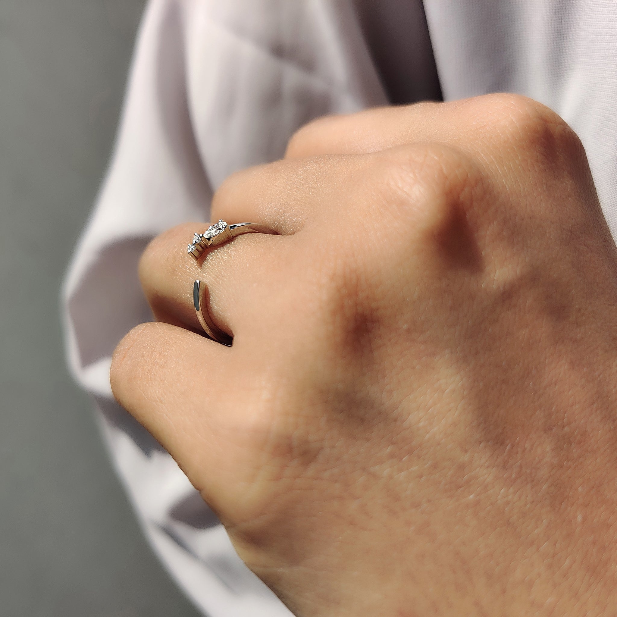 3 Stone Wedding Band In Pear And Round Cut