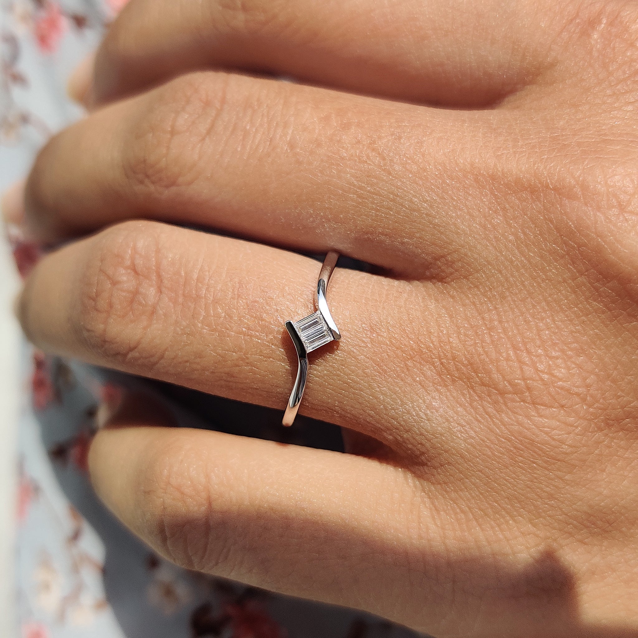 Baguette Cut Toi Et Moi Engagement Ring