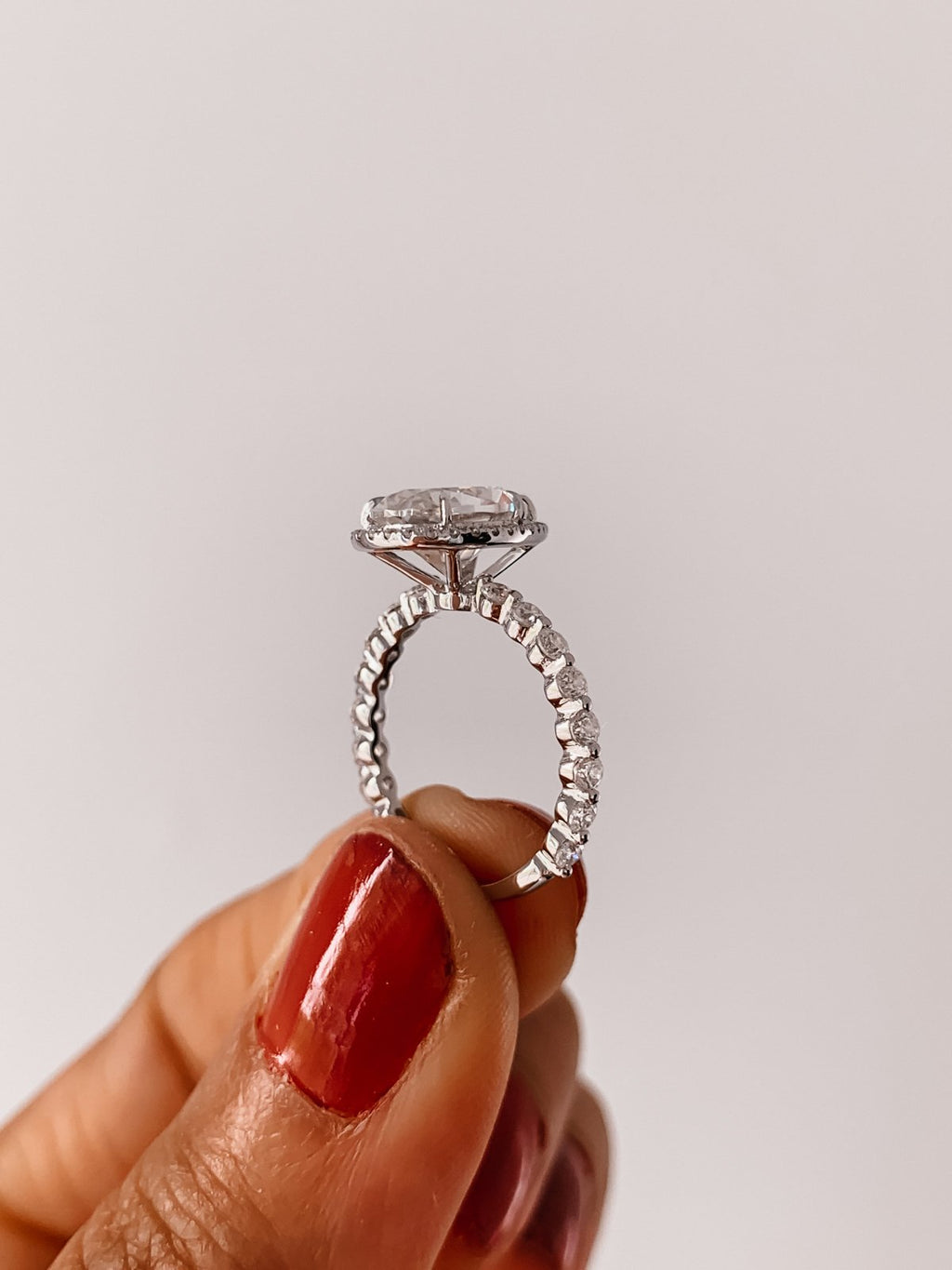 2.0 CT Pear Cut Moissanite Halo Engagement Ring
