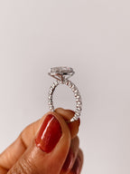 2.0 CT Pear Cut Moissanite Halo Engagement Ring