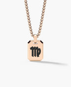 VIRGO MINI ZODIAC Dog Tag Gold Pendant with 0.25ct Black Diamonds