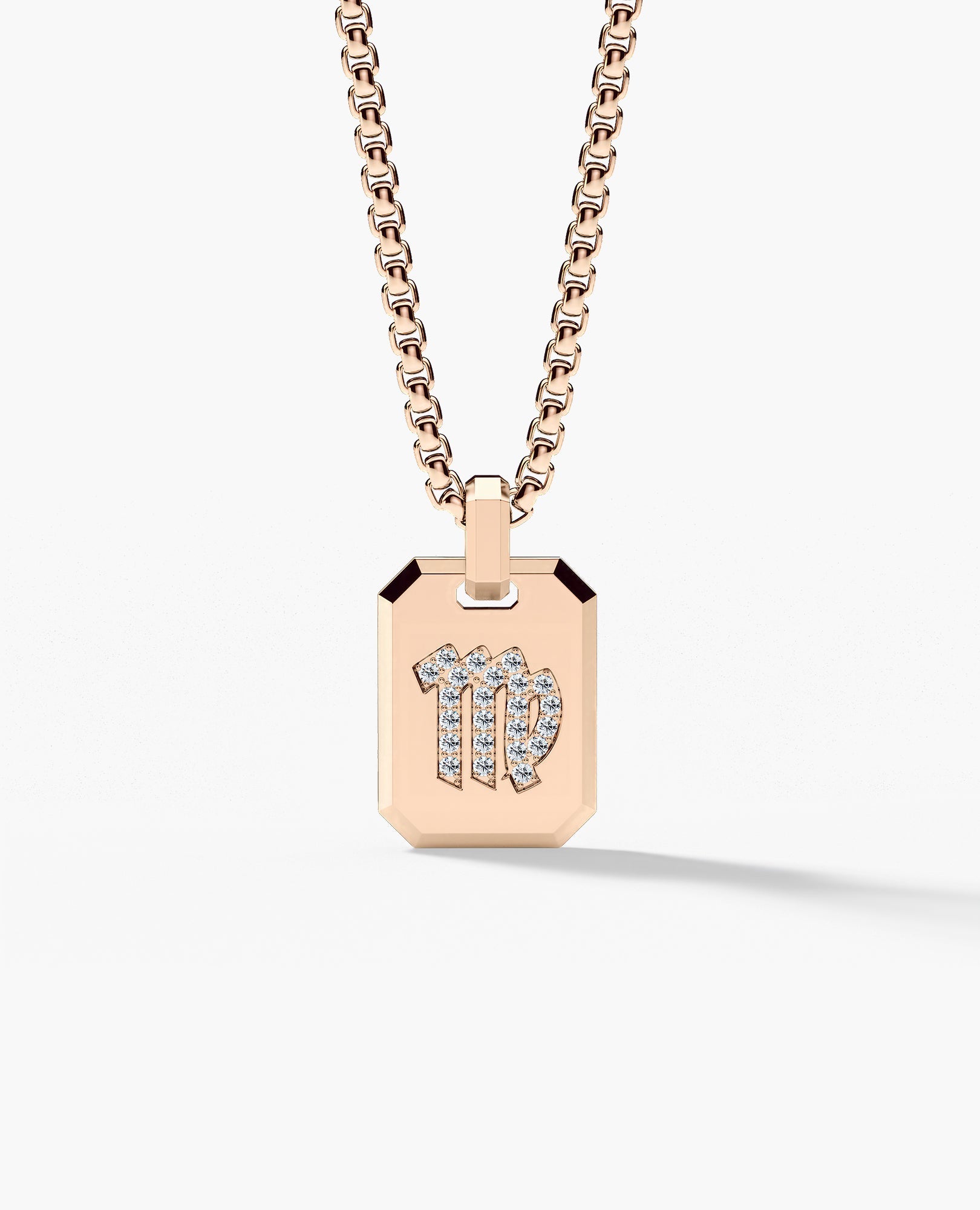 VIRGO MINI ZODIAC Dog Tag Gold Pendant with 0.25ct Diamonds
