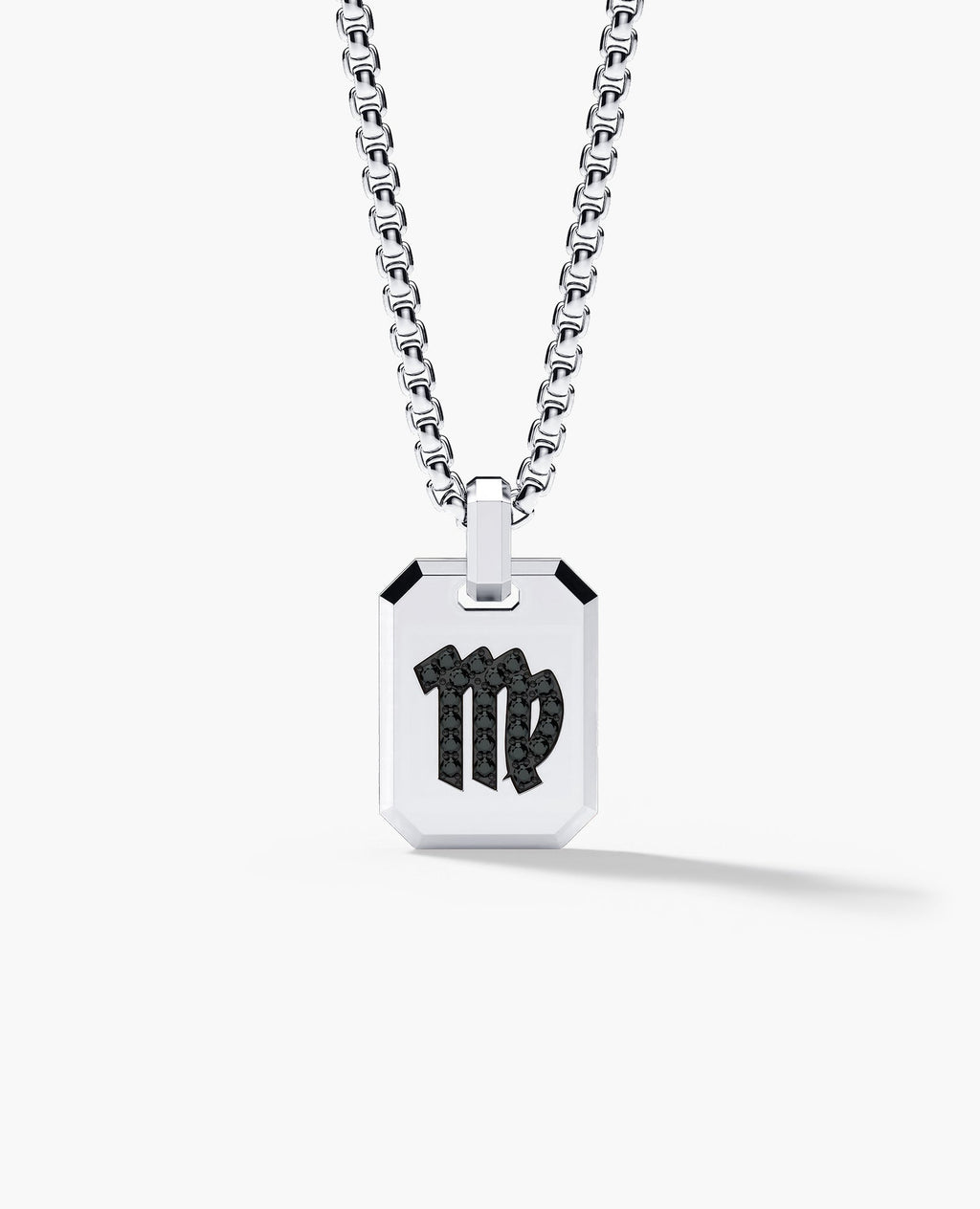 VIRGO MINI ZODIAC Dog Tag Gold Pendant with 0.25ct Black Diamonds