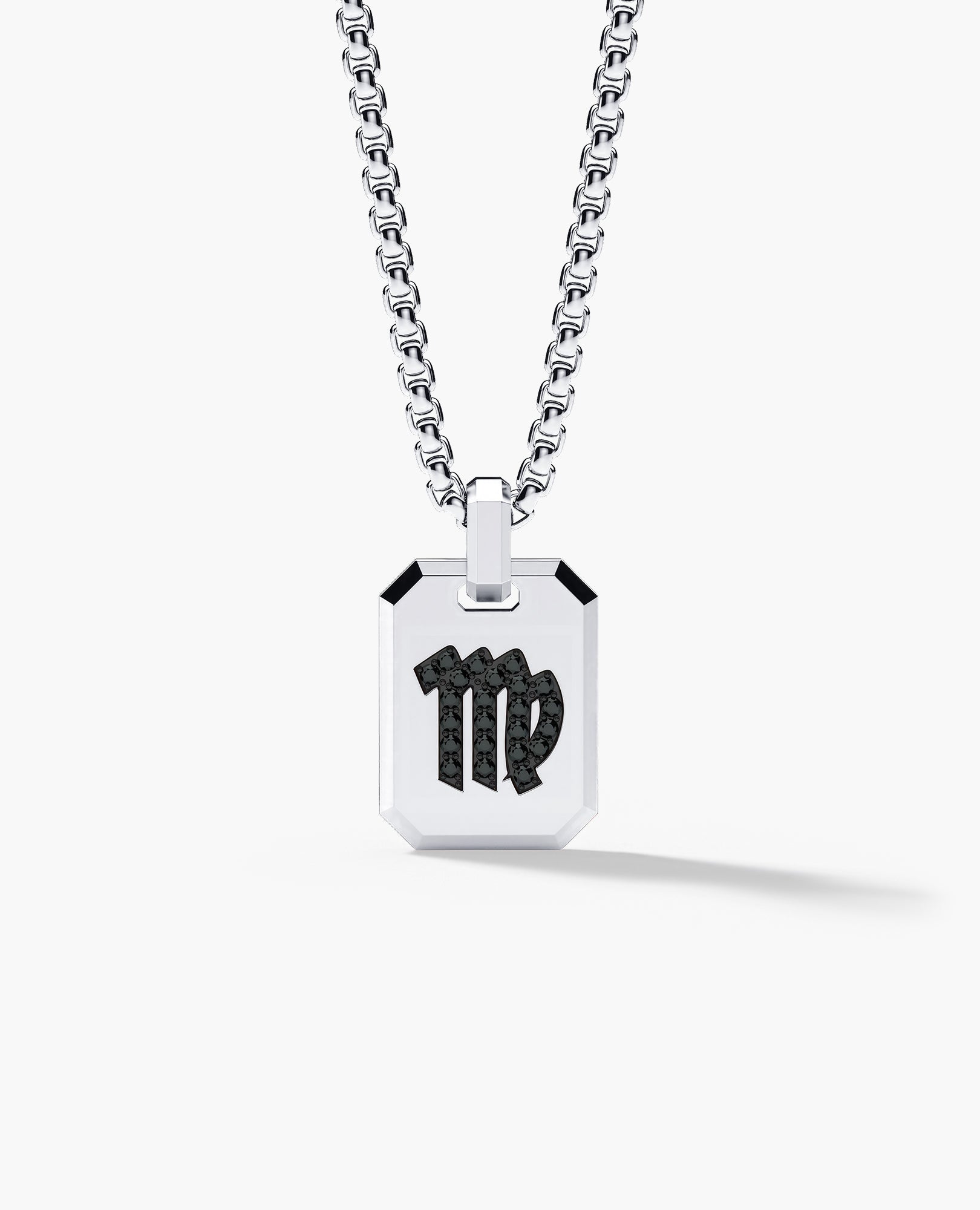 VIRGO MINI ZODIAC Dog Tag Gold Pendant with 0.25ct Black Diamonds