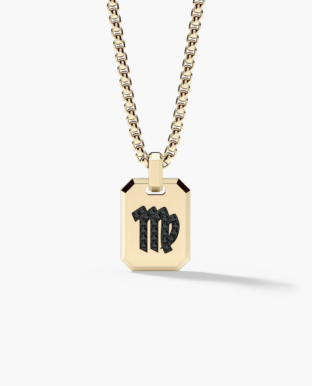 VIRGO MINI ZODIAC Dog Tag Gold Pendant with 0.25ct Black Diamonds