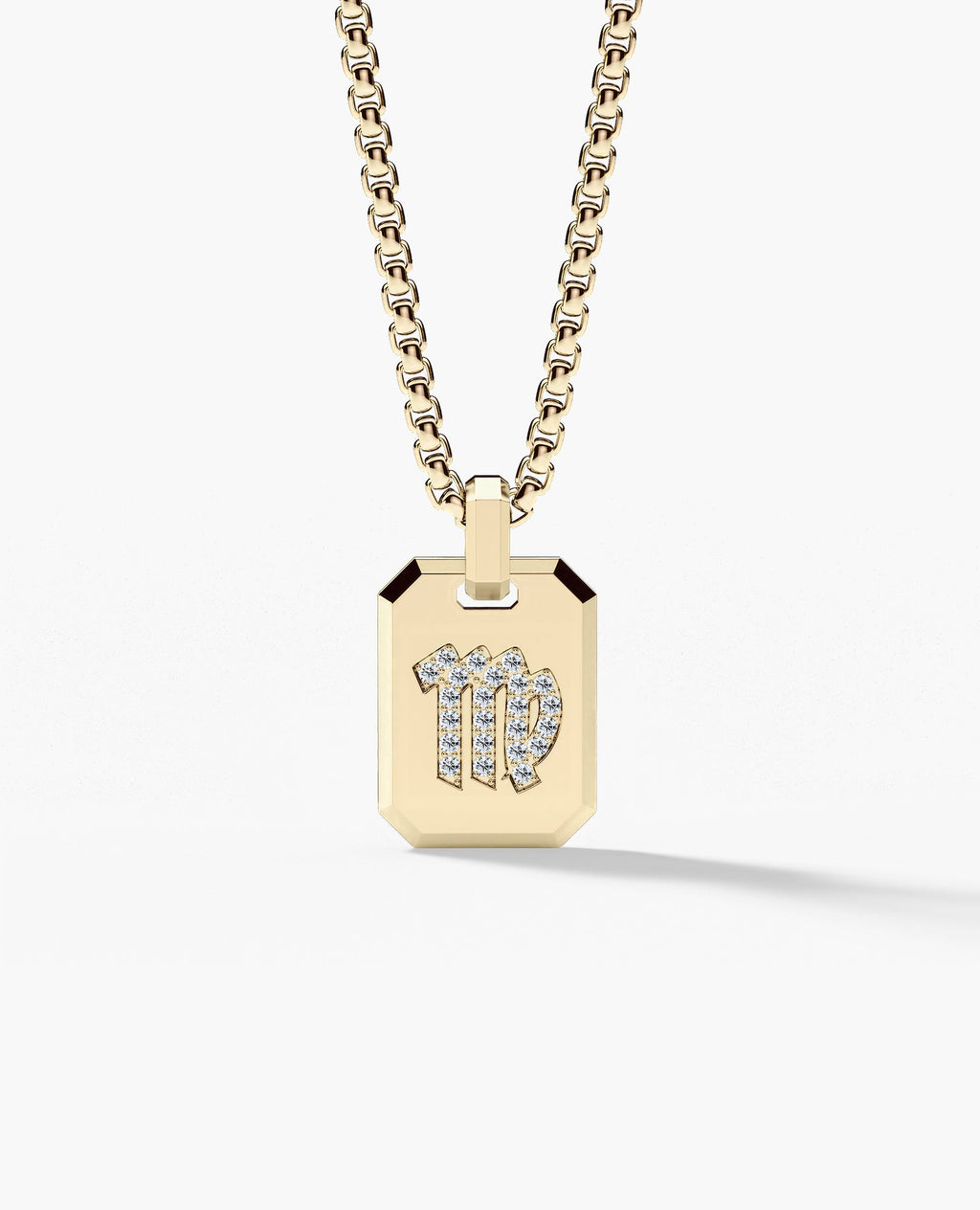VIRGO MINI ZODIAC Dog Tag Gold Pendant with 0.25ct Diamonds